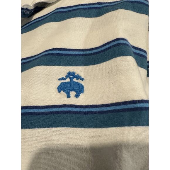 Brooks Brothers 1818 Polo Shirt Men’s Large Blue White Stripe Short Sleeve - Picture 3 of 8